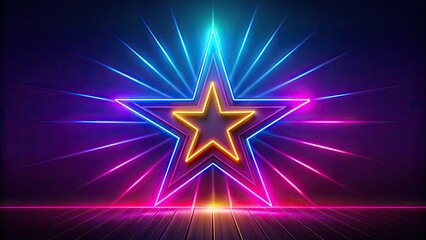 Obraz premium Bright, modern star graphics burst with neon energy, creating shiny, abstract celestial illustrations.