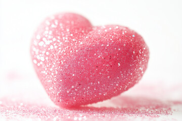 Obraz premium A lovely pink heart rests comfortably atop a sparkling pile of pink glitter