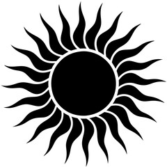 Sun silhouette vector on white background.