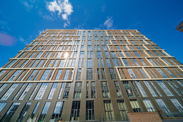 Facade of a modern residential building, building texture