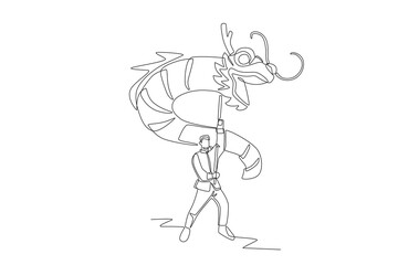 Dragon dances concept one-line drawing