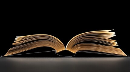 Fototapeta premium Open antique book on dark background.