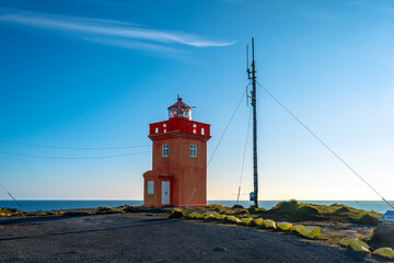 The Raufarh&ouml;fn lighthouse on the Melrakkasl&eacute;tta peninsula in Iceland