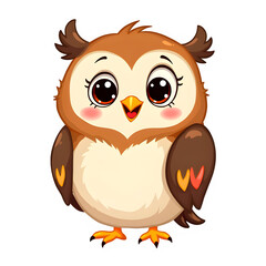Naklejka premium Curious Owl, happy Owl, excited Owl, Owl on white background