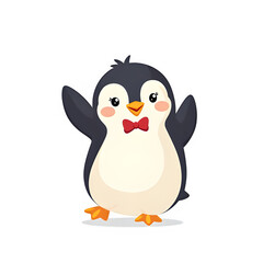 Obraz premium Happy Penguin, playful Penguin, Penguin on white background, cute Penguin