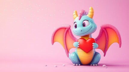 A Charming Dragon with a Heart: An Adorable Creature Spreading Love and Joy in a Colorful World of Imagination and Playfulness, Perfect for Enchanting Art and Magical Stories