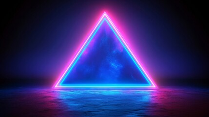 Glowing Neon Triangle Abstract Art Background