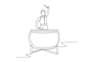 Dragon dances concept one-line drawing