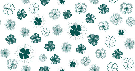 St. Patricks Day pattern on white. Hand drawn illustrations	
