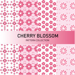 Collection of cherry blossom pattern with flowers