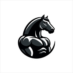 Muscled Horse Logo Design, Modern Minimalist Horse Logo