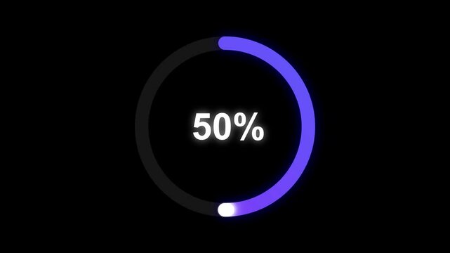 Glowing Circular Progress Bar Reaching 100% Completion