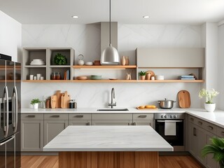 Fototapeta premium modern kitchen interior with kitchen