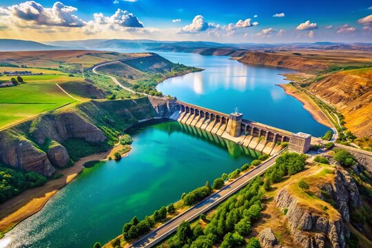 Stunning Aerial View of Egil Barrage Dam, Diyarbakir, Turkey &ndash; Breathtaking Landscape