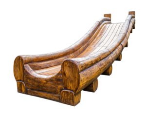 wooden log flume ride isolated on transparency background, showcasing its rustic design and smooth curves, perfect for amusement park enthusiasts