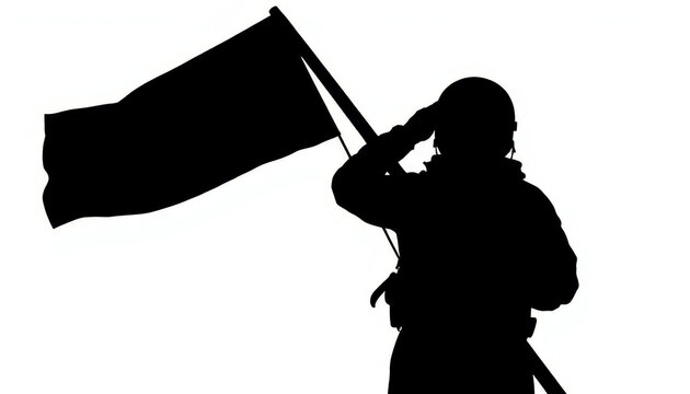 black flag soldier saluting silhouette clip art preview