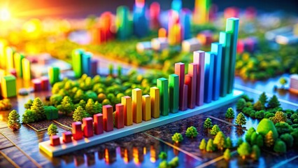 3D Chart Illustrating Resource Growth, Strength & Massing - Tilt-Shift Photography