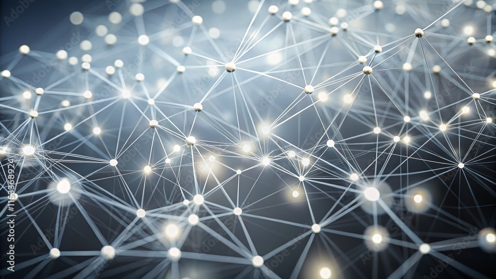 Poster 4k minimalist plexus: glowing dots & lines network, digital connection, elegant white loop backgroun