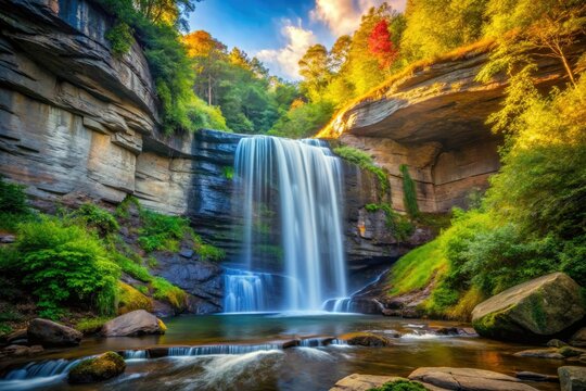 Stunning 60ft Looking Glass Falls in Brevard, NC's Pisgah National Forest, perfect for photography.