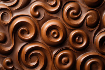 Fototapeta premium This smooth mousse features a rich mocha color highlighted by a delightful swirl pattern, making it perfect for backgrounds and color schemes in modern design.