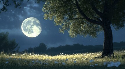 Ethereal moonlit nights Serenity in moonlit garden