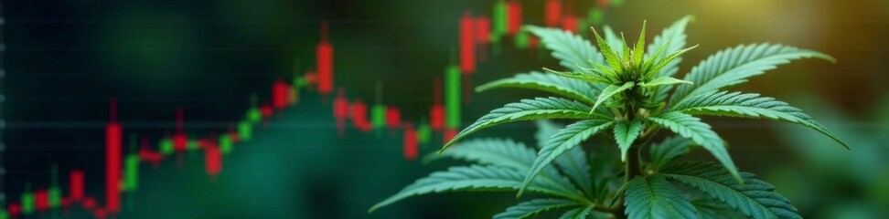 Cannabis plant with stock graph chart superimposed , cannabis, finance
