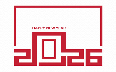 Happy New Year 2026, festive pattern on color background