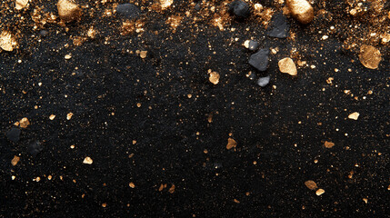 Fototapeta premium luxurious composition of gold and black rocks with shimmering glitter accents