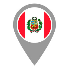 Peru flag location pin, flag application, Flag on Location Pin, graphic design, map pointer, vector illustration.