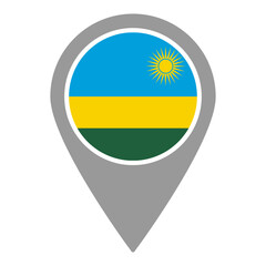 Rwanda flag location pin, flag application, Flag on Location Pin, graphic design, map pointer, vector illustration.