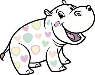 Fototapeta premium Happy Hippo with Candy Hearts 