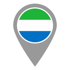 sierra leone flag location pin, flag application, Flag on Location Pin, graphic design, map pointer, vector illustration.