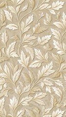 Decorative relief wall panel with floral design in light beige tones for interior decoration