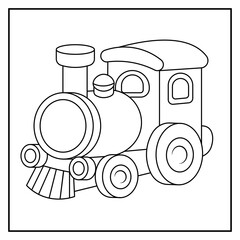 simple line art train illustration for coloring page