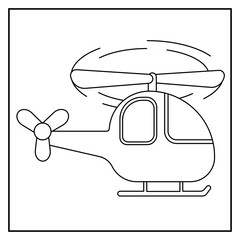 simple line art helicopter illustration for coloring page