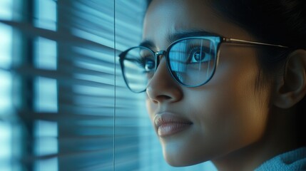 Confident Woman Looking at Screen