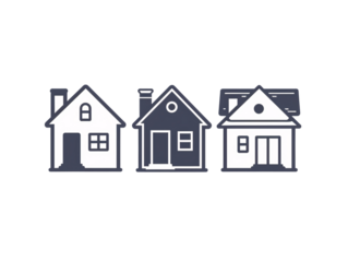 a group of houses with different angles