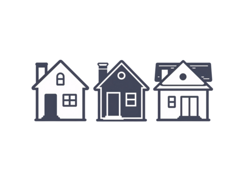 a group of houses with different angles