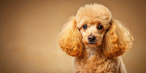 Adorable Apricot Poodle with Curly Fur - Right Side Copy Space Stock Photo