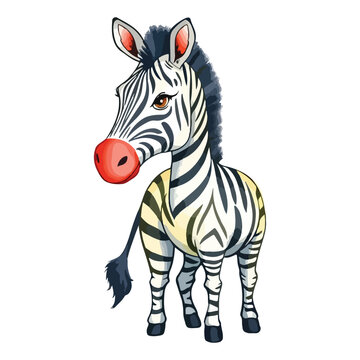 recommend clip art: Watercolor vector of a cartoon zebra animation, isolated on a white background, zebra animation