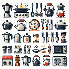 Cooking equipment Icon Set illustration1