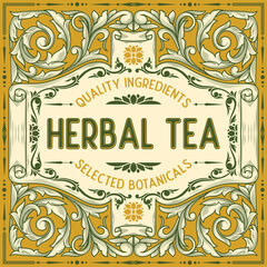 Herbal Tea - ornate vintage decorative label