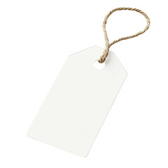 Blank Price Tag with Twine String Isolated on a White Background