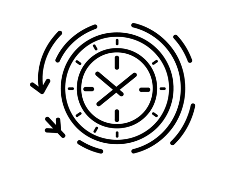 a black clock with arrows