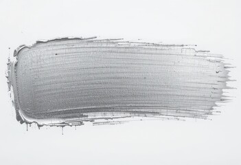 Abstract silver paint stroke on clean white background.