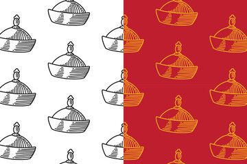 chinese hats engraving seamless pattern background set for packaging. doodle tradition hats caps  background. retro chinese caps wallpaper. pattern background with chinese hats festival.
