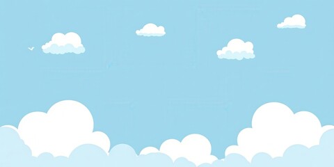 Blue Sky Background with White Clouds and Illustrative Style