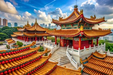 Naklejka premium Thean Hou Temple Kuala Lumpur: A Documentary Photography Perspective of Malaysian Religious Architecture