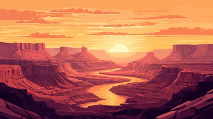Naklejka premium Sunset over the canyon serene landscape photography grand canyon nature peaceful environment wide view artistic concept