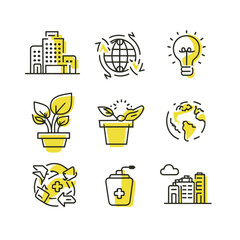 eco-friendly line icon vector set